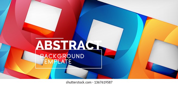 Fondo con composición de cuadrados de color, diseño de abstracción geométrica moderno para afiches, portada, marca o banner. Vector