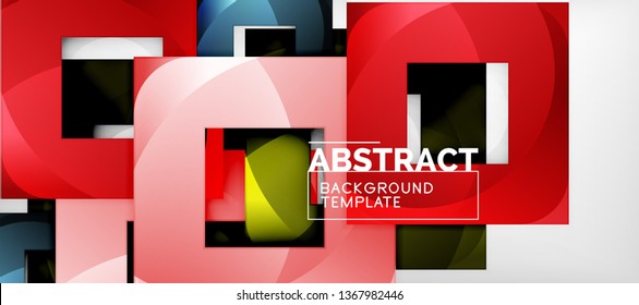Background with color squares composition, modern geometric abstraction design for poster, cover, branding or banner. Vector