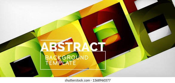 Fondo con composición de cuadrados de color, diseño de abstracción geométrica moderno para afiches, portada, marca o banner. Vector