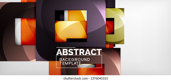Background with color squares composition, modern geometric abstraction design for poster, cover, branding or banner. Vector