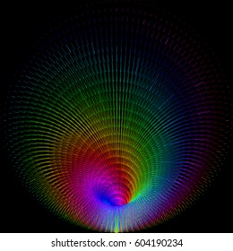 Background of color strokes in the form of a spiral tunnel, portal.