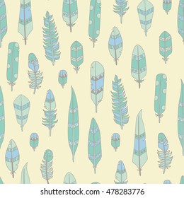 Background with Colored Abstract Feathers