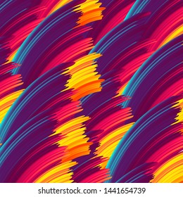 Background of colored brush strokes. Art rainbow abstract vector background. Acrylic painted rainbow.