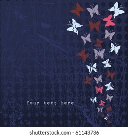 Background with colored butterflies and text