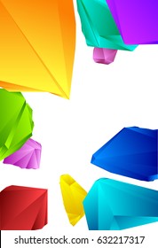 Background of colored crystals isolated on white background. Vector image