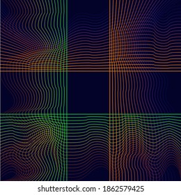 Hintergrund aus farbig gekrümmten Linien. Farbiger Hintergrund.