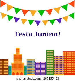 Background with colored flags for the June party of Brazil