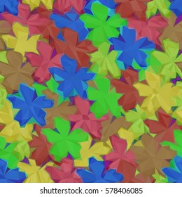 Background with Colored Flowers, Low Poly Floral Pattern. Vector