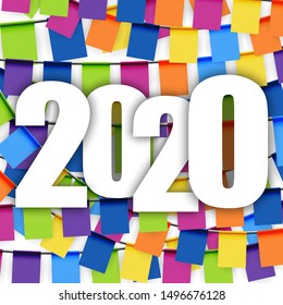 background with colored garlands for New Year party 2020