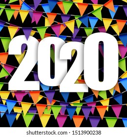 background with colored garlands for New Year party 2020