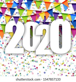 background with colored garlands for New Year party 2020