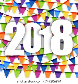 background with colored garlands for New Year party 2018