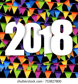 background with colored garlands for New Year party 2018