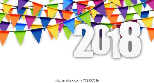background with colored garlands for New Year party 2018