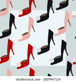 Background colored heels. Vector illustration.