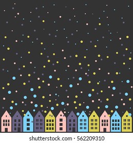 Background with colored houses.  Vector illustration.