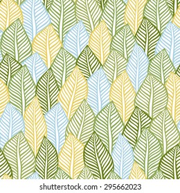 Background of colored leaves. Vector pattern.