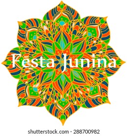 Background with colored mandala for the June party of Brazil