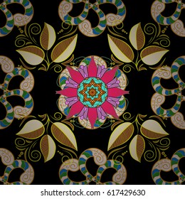 Background with colored ornament mandala, based on ancient greek and islamic ornaments. For wedding invitation, book cover or flyer.