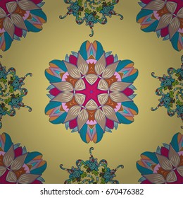 Background with colored ornament mandala, based on ancient greek and islamic ornaments. For wedding invitation, book cover or flyer.
