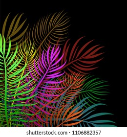 Background of colored palm leaves. Vector