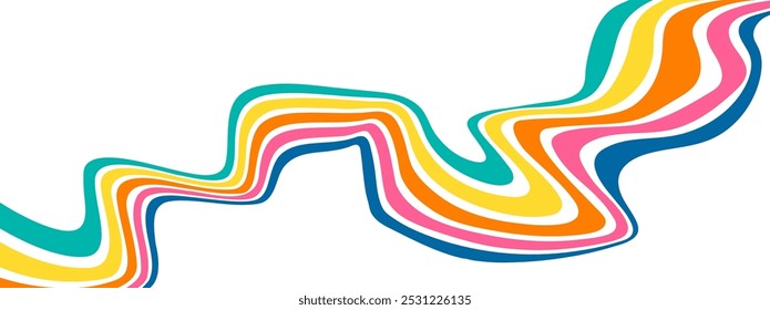 Background with colored parallel lines. Deformed colored stripes. An idea for banners, posters and posters. A variant of wall art
