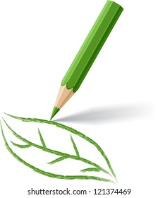 Background with colored pencil. Vector drawn heart.