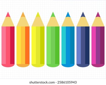 Background with colored pencils and blank paper. Background with colored pencils on paper - vector illustration