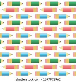 background with colored pencils, collection for school layouts. Element for decoration the first of September, school, lessons