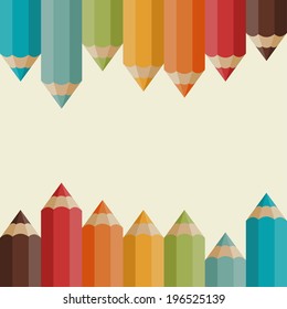 Background with colored pencils in retro style.