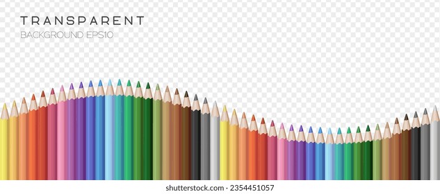Fondo con lápices de colores. Conjunto de lápices de colores realistas o lápices de colores en una línea. Equipo escolar. Ilustración del vector