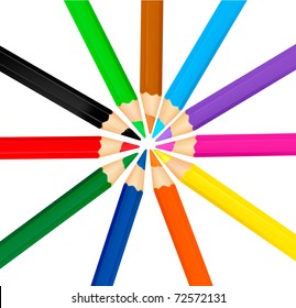 Background with colored pencils. Vector.