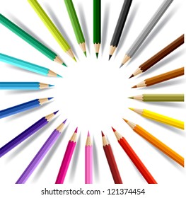 Background with colored pencils. Vector conceptual illustration.