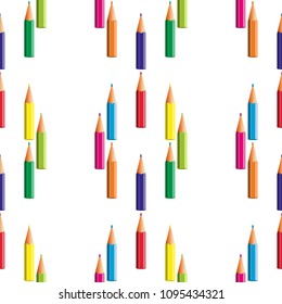 Background with colored pencils. Vector seamless pattern.