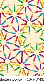 Background with colored pencils. Vector seamless pattern.