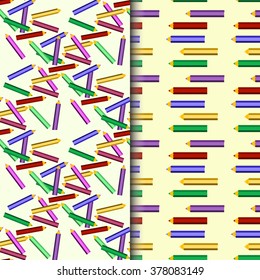 Background with colored pencils. Vector seamless pattern