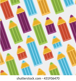 Background with colored pencils. Vector seamless pattern.