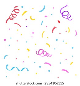 Background with colored ribbons and confetti. Fun colorful doodle seamless pattern. Creative minimalist style art for children or trendy design with decoration. Carnival element. Birthday celebration