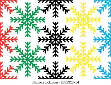 Background with colored snowflakes. Vector graphics.