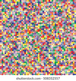 Background of colored squares. Abstract background of geometric shapes. Geometric mosaic of squares. Vector illustration