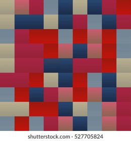 Background of colored squares. Abstract background of geometric shapes. Geometric mosaic of squares. Vector illustration