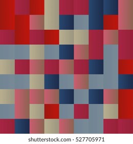 Background of colored squares. Abstract background of geometric shapes. Geometric mosaic of squares. Vector illustration