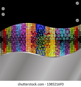 background with colored squares and metal