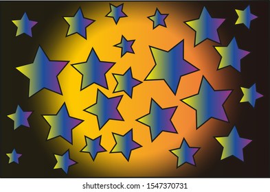 Background of colored stars on the sun.