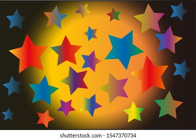 Background of colored stars on the sun.