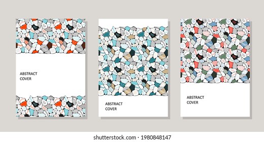 Background from colored stones and dots of different sizes. Abstract composition for your design - banners, posters, placards, brochures, flyers etc. + seamless pattern. Eps10 vector template set.