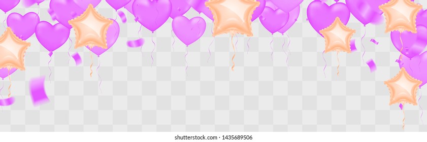 Background Colored Streamers, Confetti & Balloons