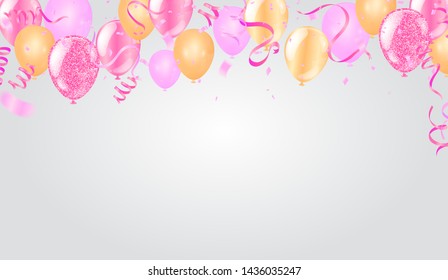 Background Colored Streamers, Confetti & Balloons