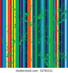 Background with colored stripes and green grunge