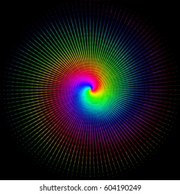 Background of colored strokes in the form of a spiral